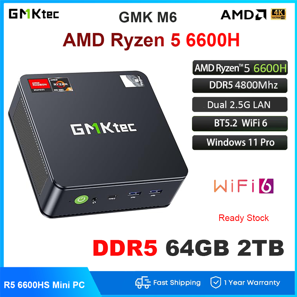 GMKtec M6 Mini Pc AMD Ryzen 5 6600H DDR5 32GB 500GB Nvme GMKtec M6 Mini Pc AMD Ryzen 5 6600H DDR5 32GB 500GB Nvme