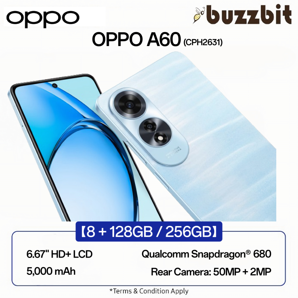 OPPO A60 (CPH2631) | 8GB + 128GB / 256GB | 45W SUPERVOOC | Dual Stereo ...