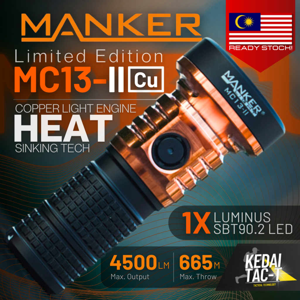 MANKER MC13 II Cu - 4500 LUMEN Limited Edition Copper Rechargeable ...