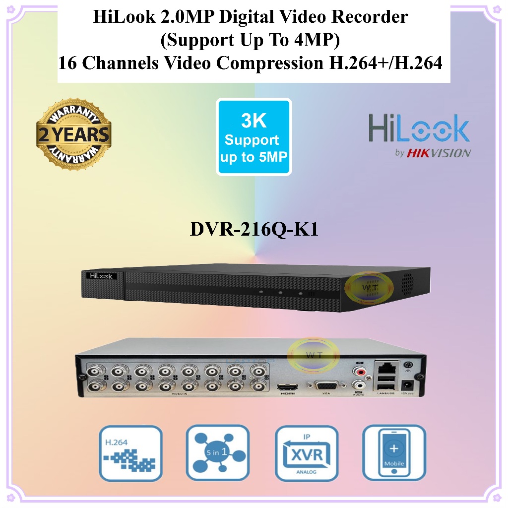 HiLook DVR-216Q-K1 16 Channels Video Compression 2MP Digital Video ...