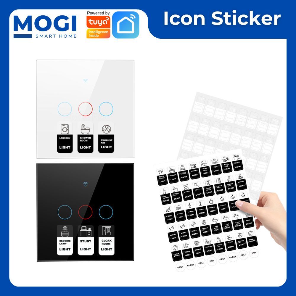 MOGI Smart Switch Adhesive Icon Label Sticker Water Resistant Wear ...