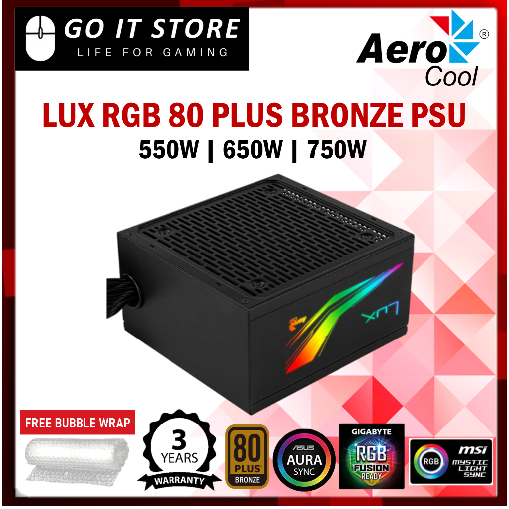 Aerocool LUX 550W 650W 750W / LUX RGB 550W 650W 750W 80 Plus Bronze ...