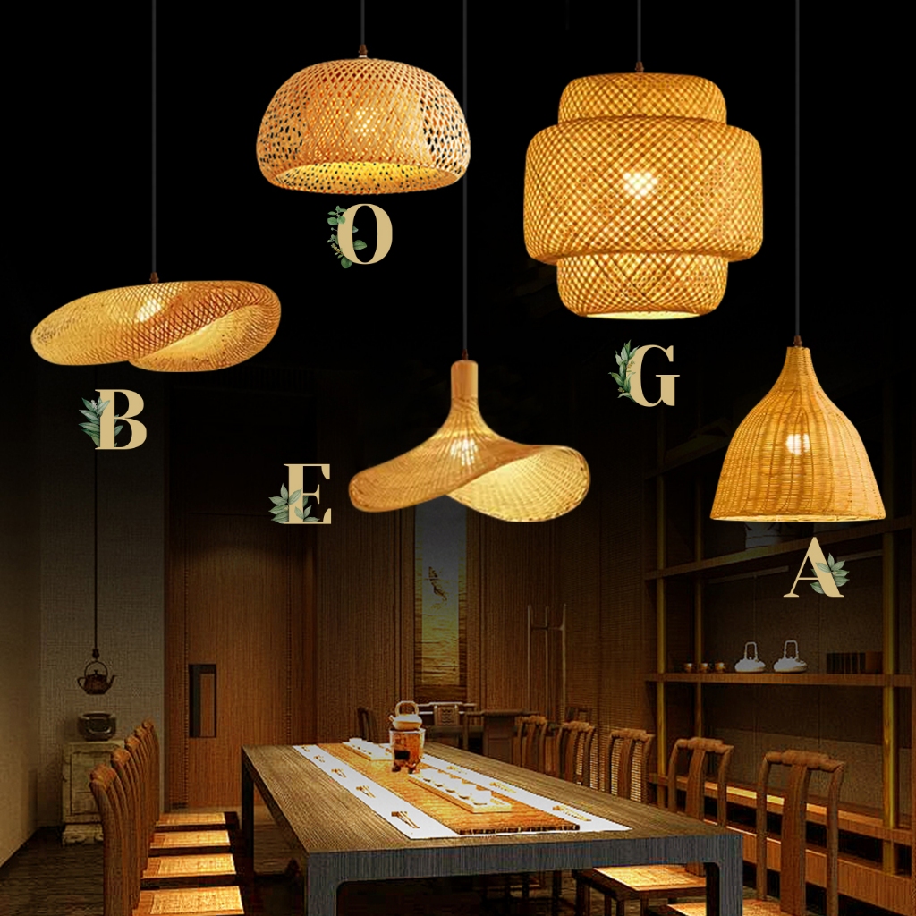 Lampu Rotan Hand Woven Rattan Muji Bamboo Rattan Lamp Pendant Light ...