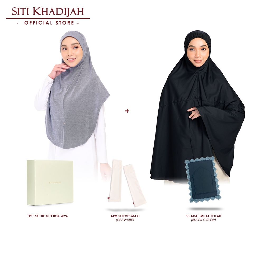 Siti Khadijah Melange Instant Maxi + Telekung Flair Kohana in Black ...