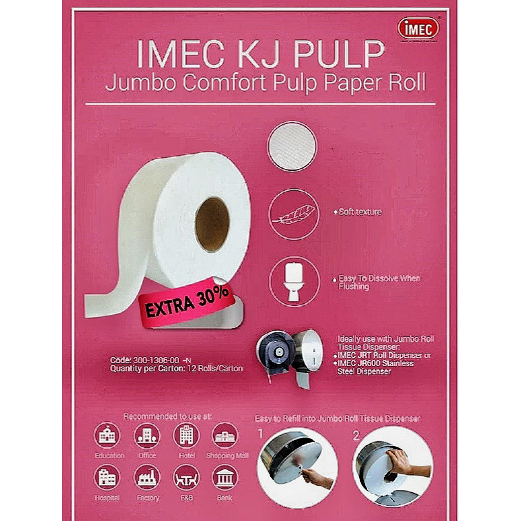 300-1306-00-N IMEC KJ PULP -2 PLY COMFORT SOFT VIRGIN PULP JUMBO TISSUE ...