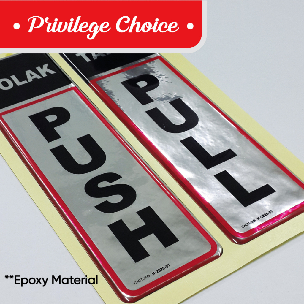 [Epoxy Material] Push Pull Sign Sticker / Push Pull Signage / Sticker ...