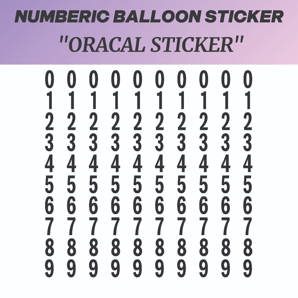 N3 Numeric Balloon Sticker 100 pcs for Aqua Bobo Bubble Balloons ...