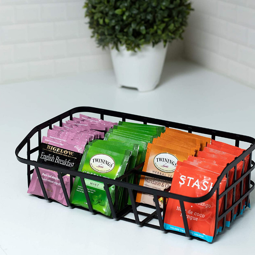 YOPIN Tea Bag Organizer Caddy - Metal Tea Box Storage Holder for Tea ...