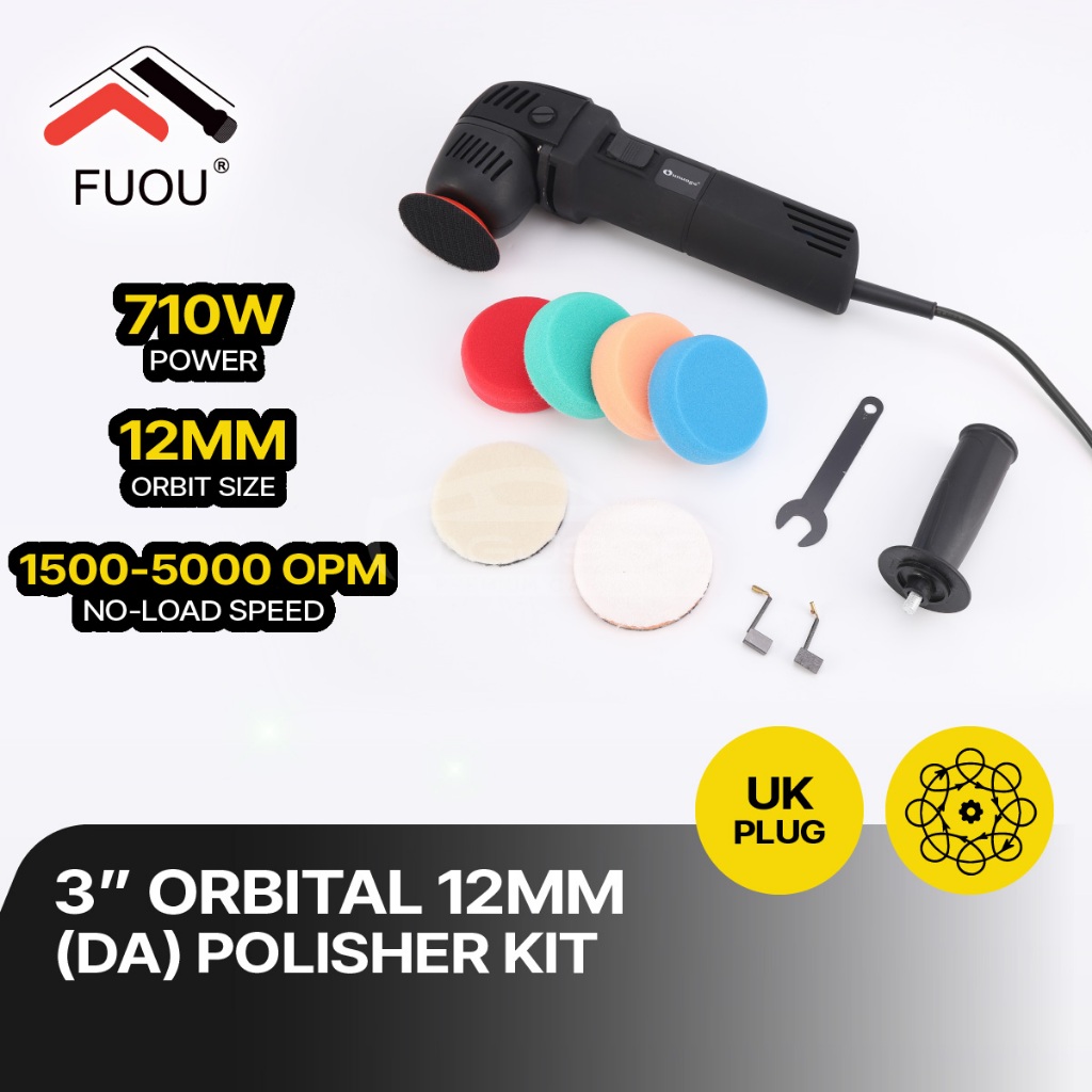 FUOU Orbital 12mm (DA) Polisher Kit *7pcs (Pad Size 3