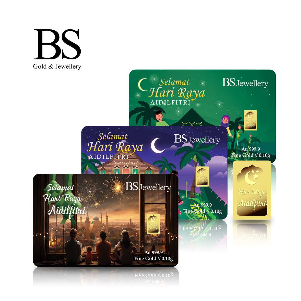 BS Jewellery 999.9 Pure Gold Bar Hari Raya Series 0.10 g - F44 A/B/C ...