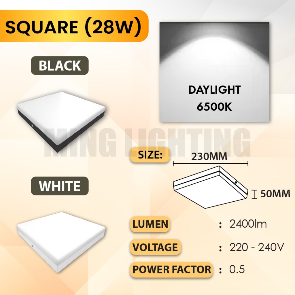 Square LED Borderless Surface Downlight 16W 20W 28W 40W Black White ...
