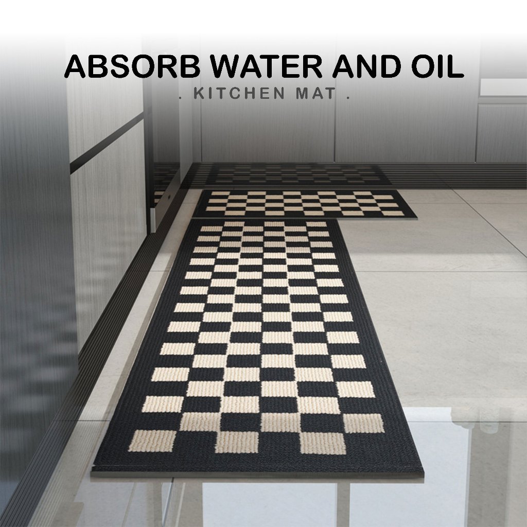 Checkerboard Kitchen Mat Floor Mat Home Long Strip Absorbent Anti-Slip ...