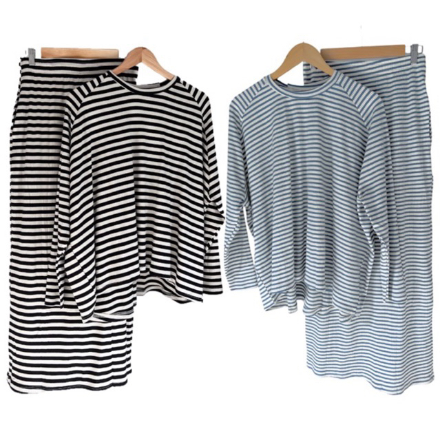 Oversized Striped Cotton Rib Set | Shopee Malaysia