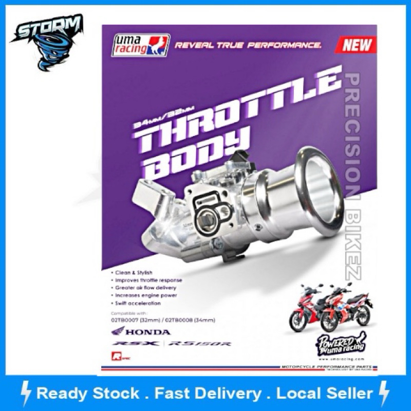 UMA RACING THROTTLE BODY HONDA RS150 RSX WINNER 32MM 34MM WITH INTAKE PIPE TRUMPET RS 150