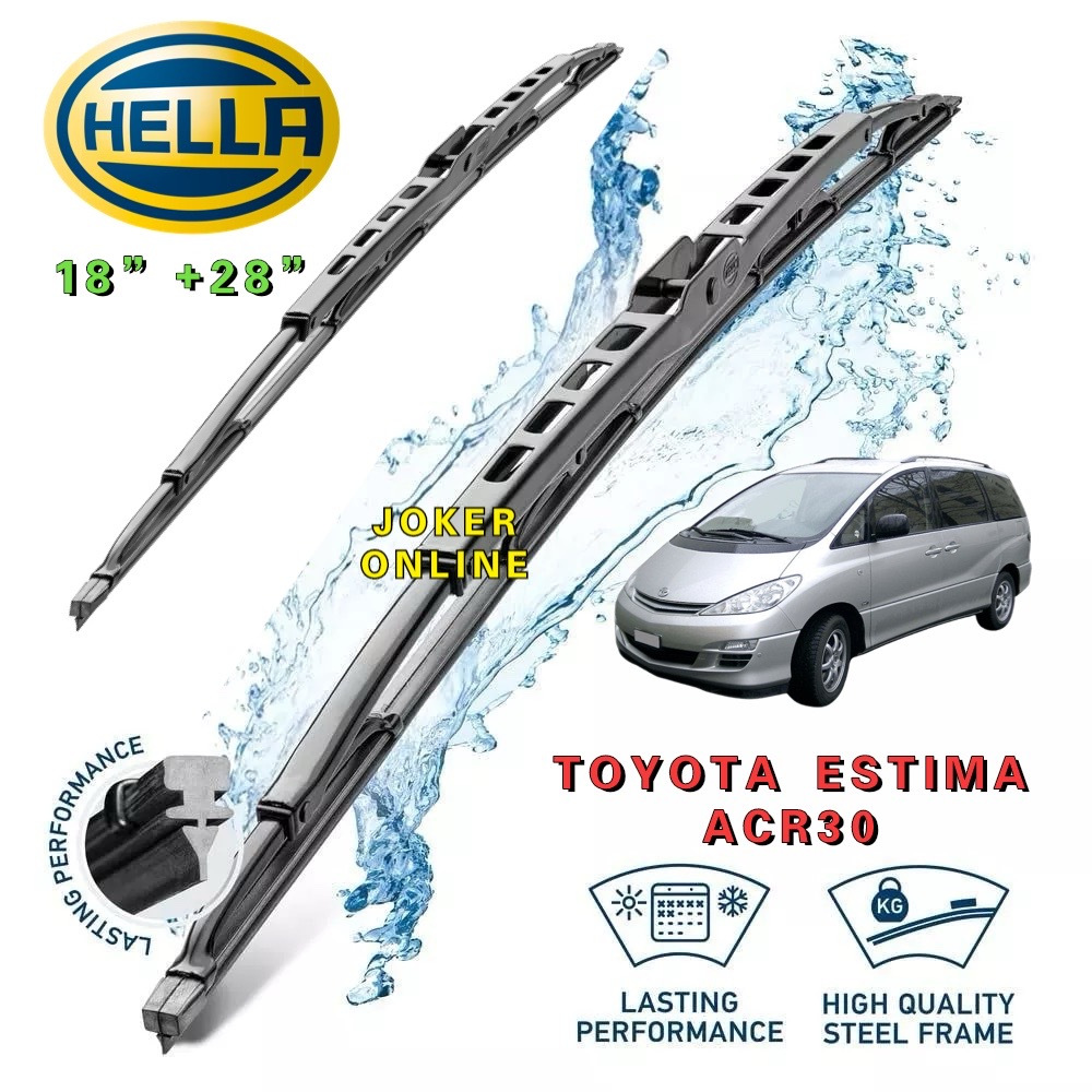 (1 PAIR) HELLA GENUINE TOYOTA ESTIMA ACR30 2000-2006 RUBBER WIPER BLADE ...