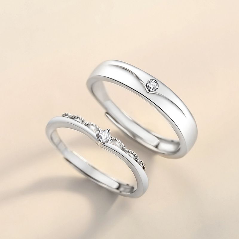 New ! Silver 925 Couple Ring Adjustable Size Nice Design Promise Ring ...