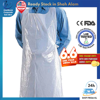 Medical Plastic Apron Isolation Gown Disposable PPE (100pcs)