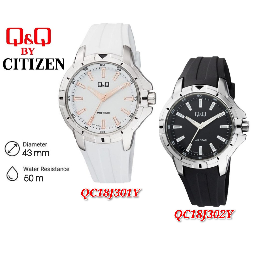 Q&Q Japan by Citizen Men's Resin Analogue Watch QC18 - Silver Case ...