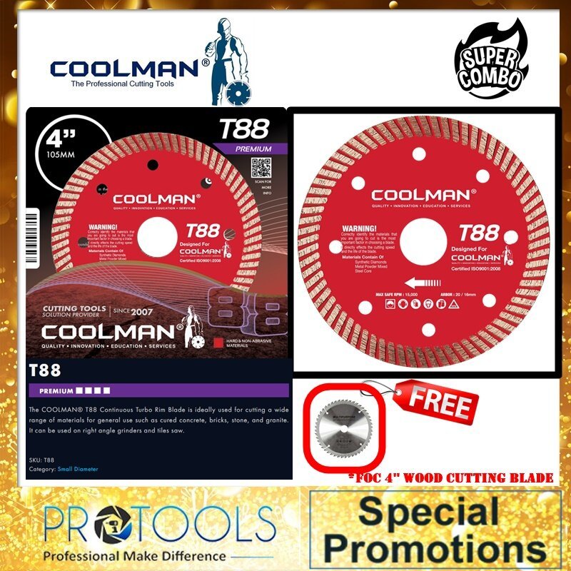 Coolman Diamond Cutting Disc Turbo Rim Blade T88 | Shopee Malaysia