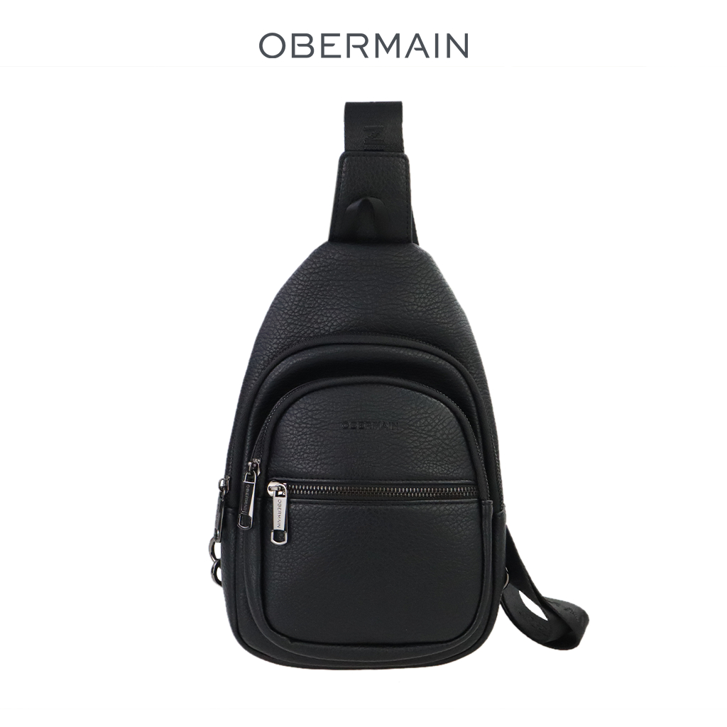 OBERMAIN Synthetic Leather Chest Bag OBE401P1 Black Shopee Malaysia