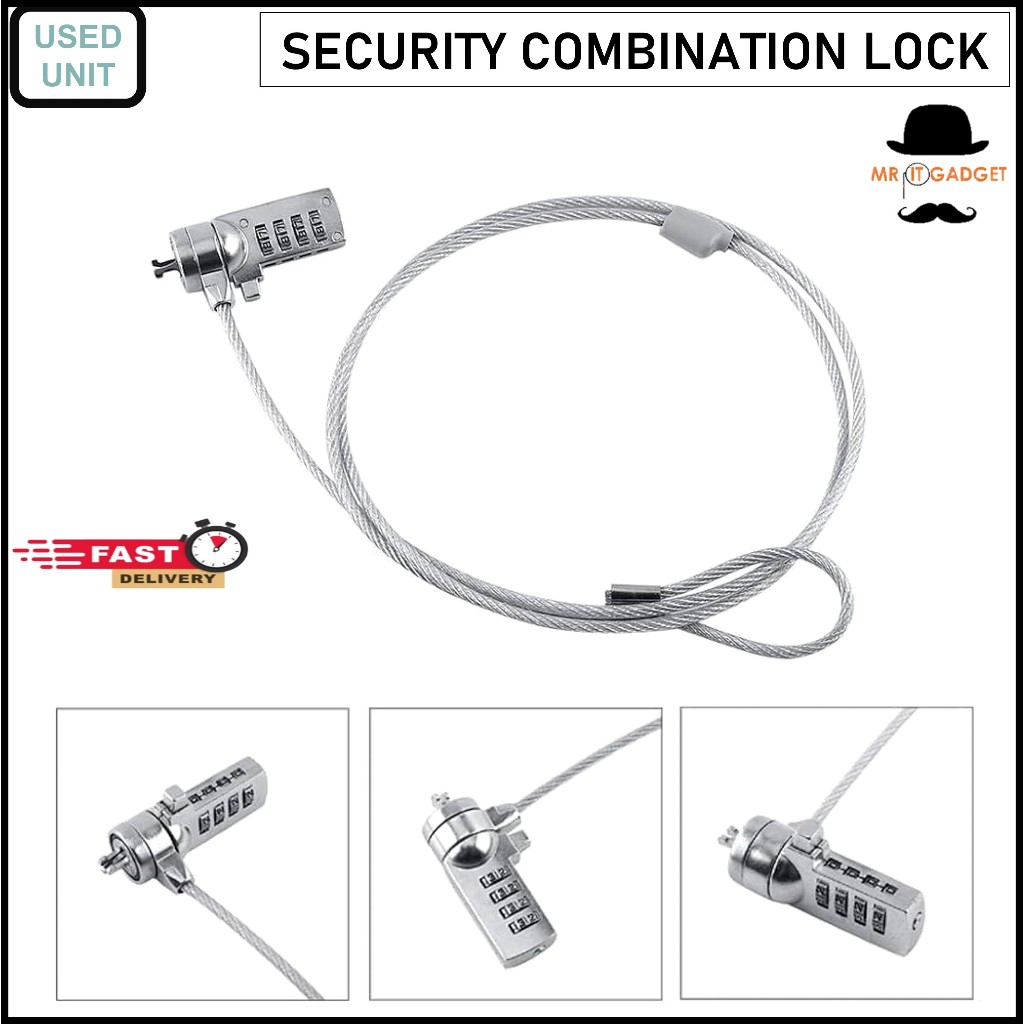 Security Combination 4-Digit Cable Lock For Laptop / Desktop / Pc ...