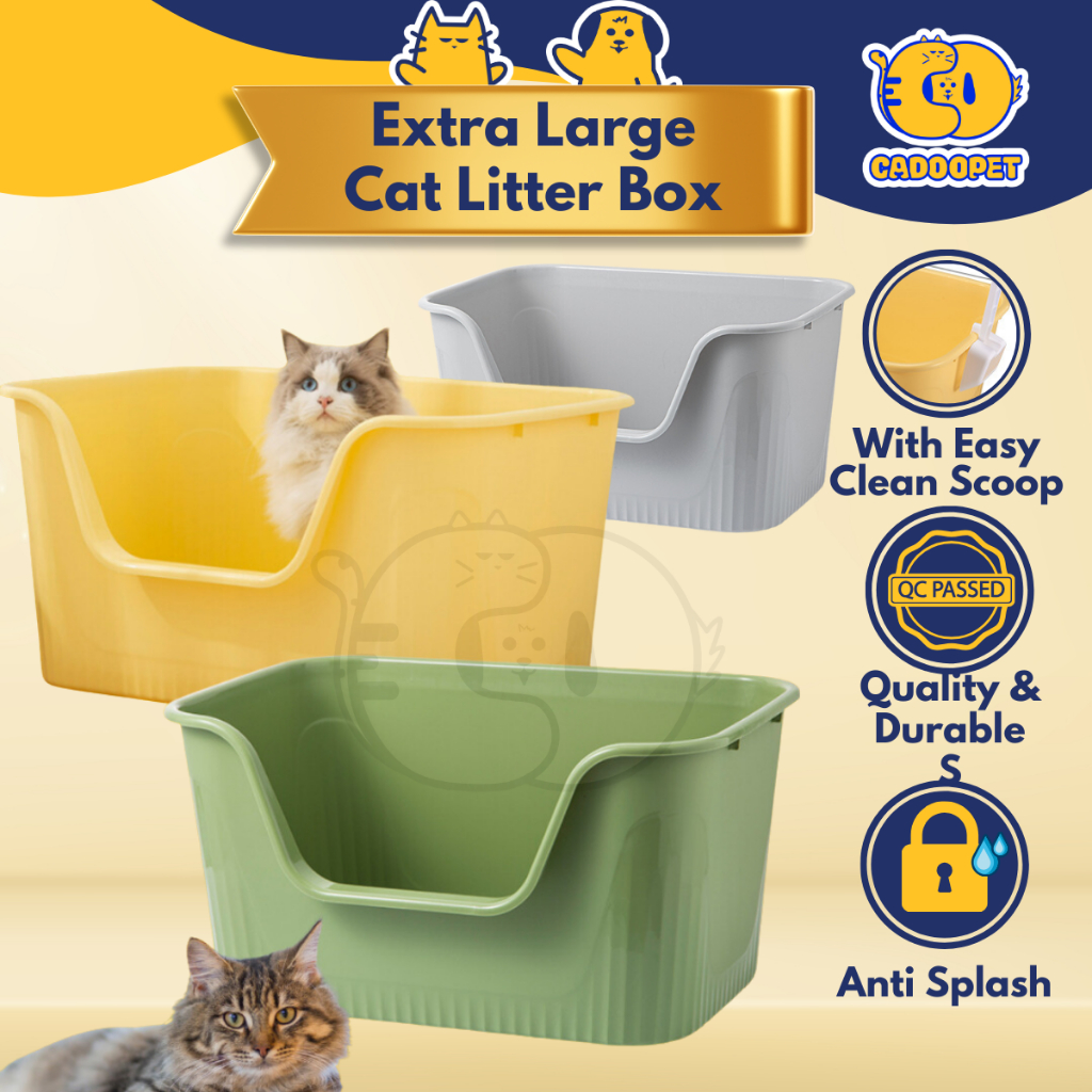 Xtra Large Deep Cute Open Air Cat Litter Box Deeper Antisplash Giant