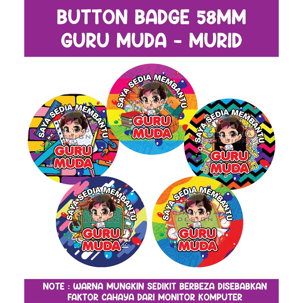 BUTTON BADGE SAFETY PIN - GURU MUDA (MURID) | Shopee Malaysia