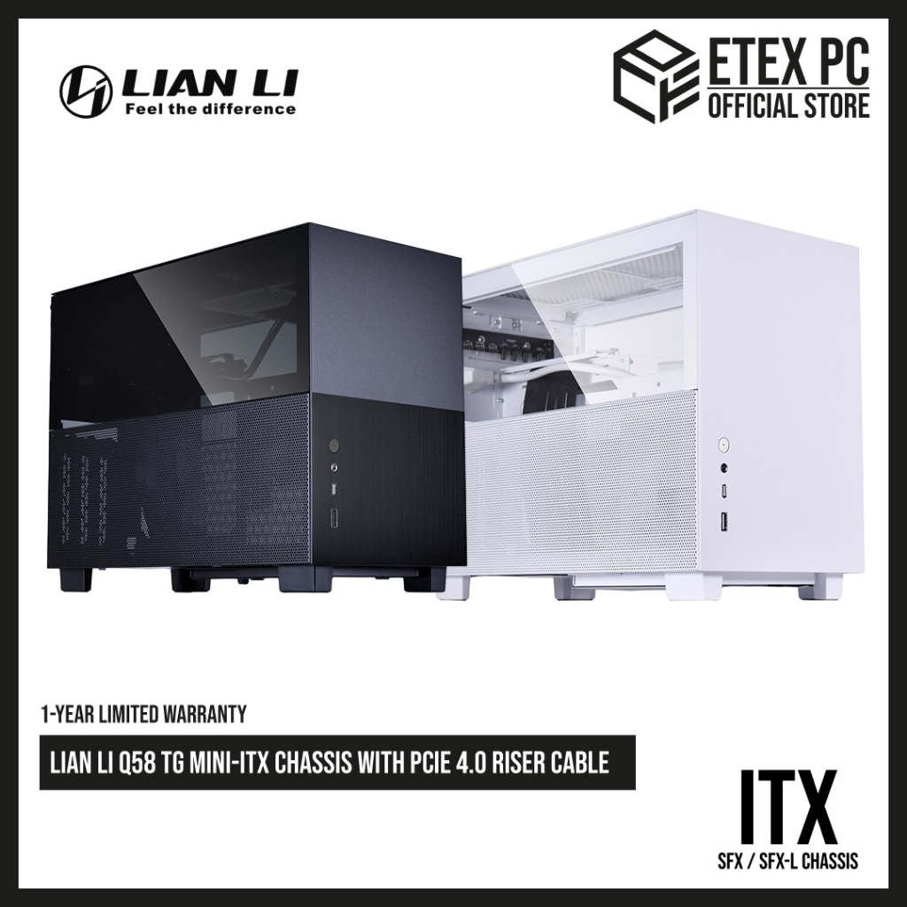 LIAN LI Q58 TG Mini-ITX Chassis With PCIE 4.0 Riser Cable - Black ...