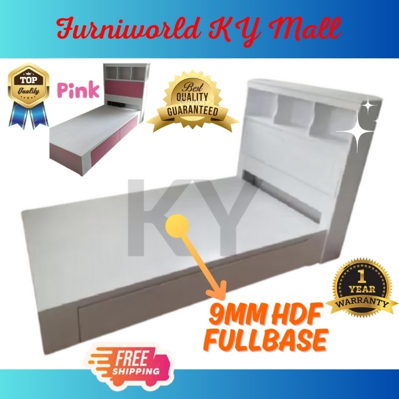 Storage Solid Wooden Single Bed Katil Storage and drawers | Shopee Malaysia