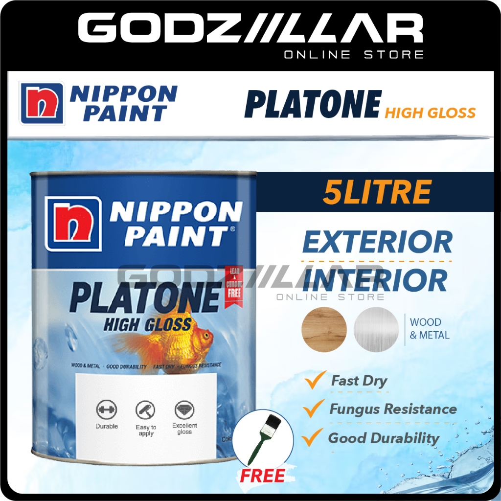 5L Nippon Paint Platone High Gloss Wood Metal Oil Based Interior ...