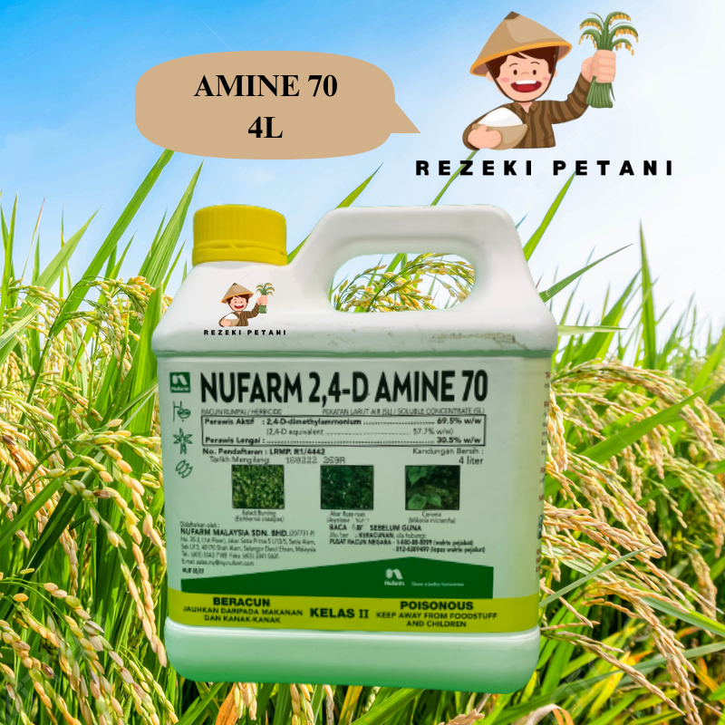 [ORIGINAL] 4L AMINE 70 NUFARM /Racun Rumpai 2,4-D/Keladi Agas/Rumpai ...