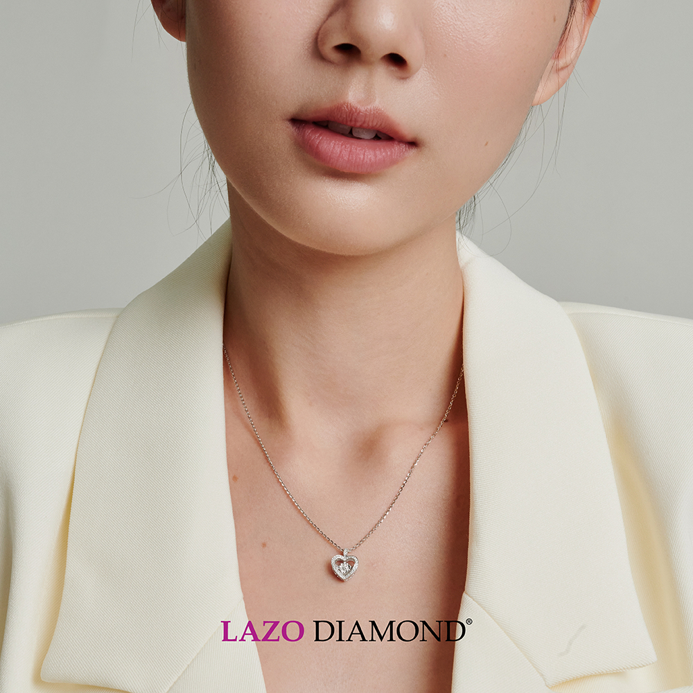 LAZO DIAMOND Alluring Heart Dancing Diamond Pendant in 9k Wihte Gold Shopee Malaysia
