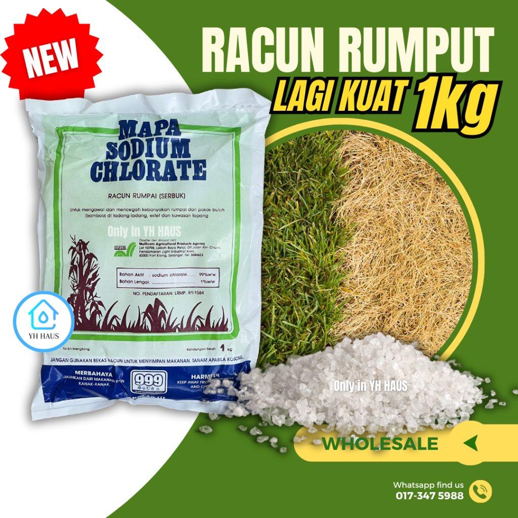 MAPA SODIUM CHLORATE 99% 1Kg Racun Buluh Rumput Rumpai (Sama CS BL ...