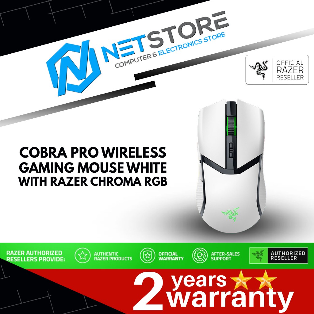 RAZER COBRA PRO WIRELESS GAMING MOUSE WHITE WITH RAZER CHROMA RGB ...