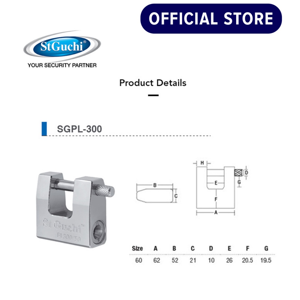 St Guchi Armoured Pad Lock (Key Alike) 60mm 4pcs Pack SGPL-300/604 ...
