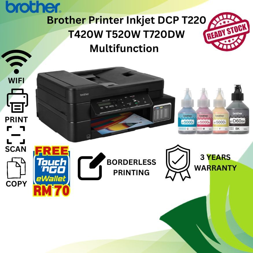 Brother Printer Inkjet DCP T220 T420W T520W T720DW A4 Refill Ink Tank ...