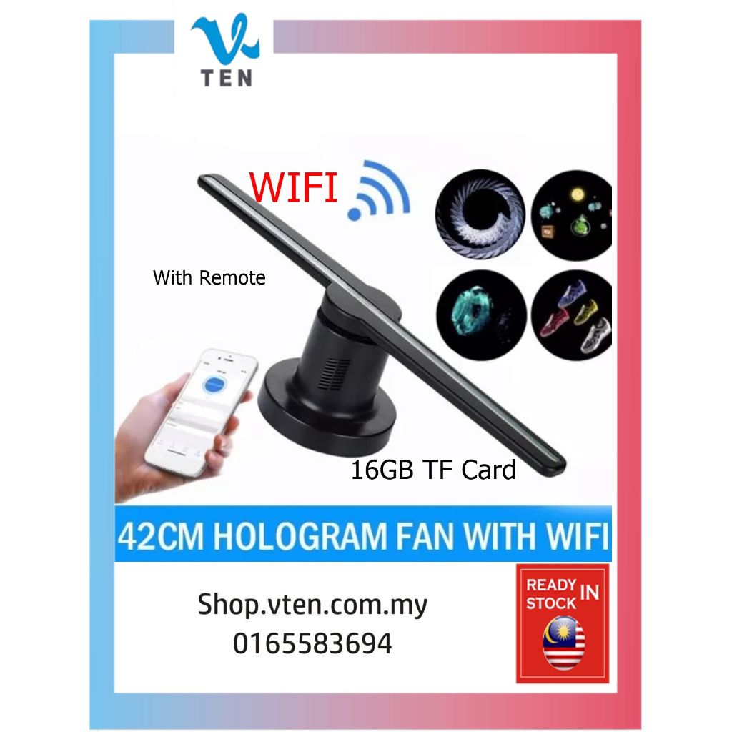 42CM Remote Builtin 16G TF WIFI LED Holographic 3D Hologram Dispaly ...
