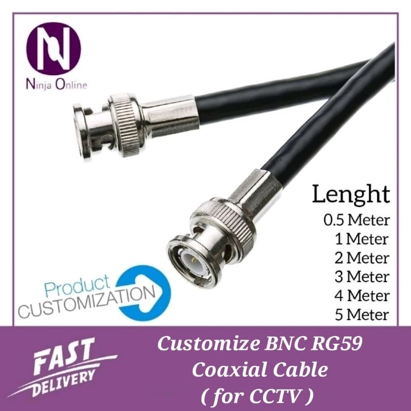 Customize BNC RG59 Male to Male Coaxial Cable / Patch Cord ( for CCTV ...