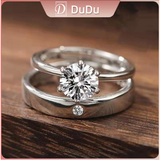 DuDu Couple Rings Fashionable Wedding Diamond Rings Moissanite Open ...