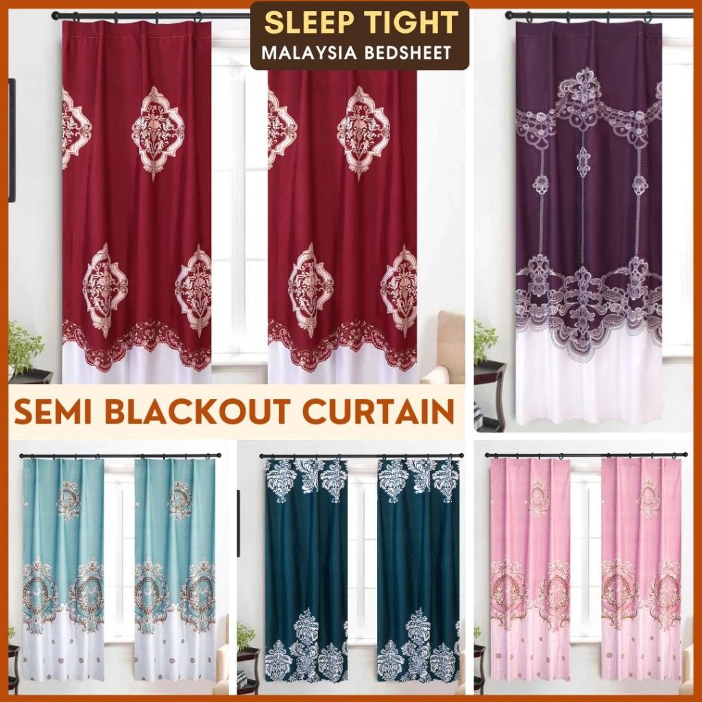 Langsir Murah Langsir Batik Style Semi Blackout Langsir Hook Rod