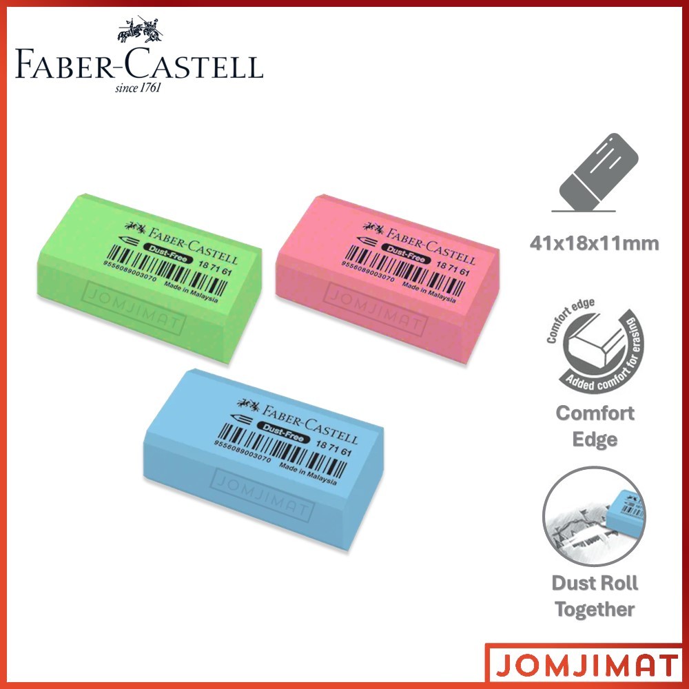 Buy 12pcs Faber Castell Dust Free Pastel Colour Eraser 187161 | Pink Green Blue | Small Erasers Online in India