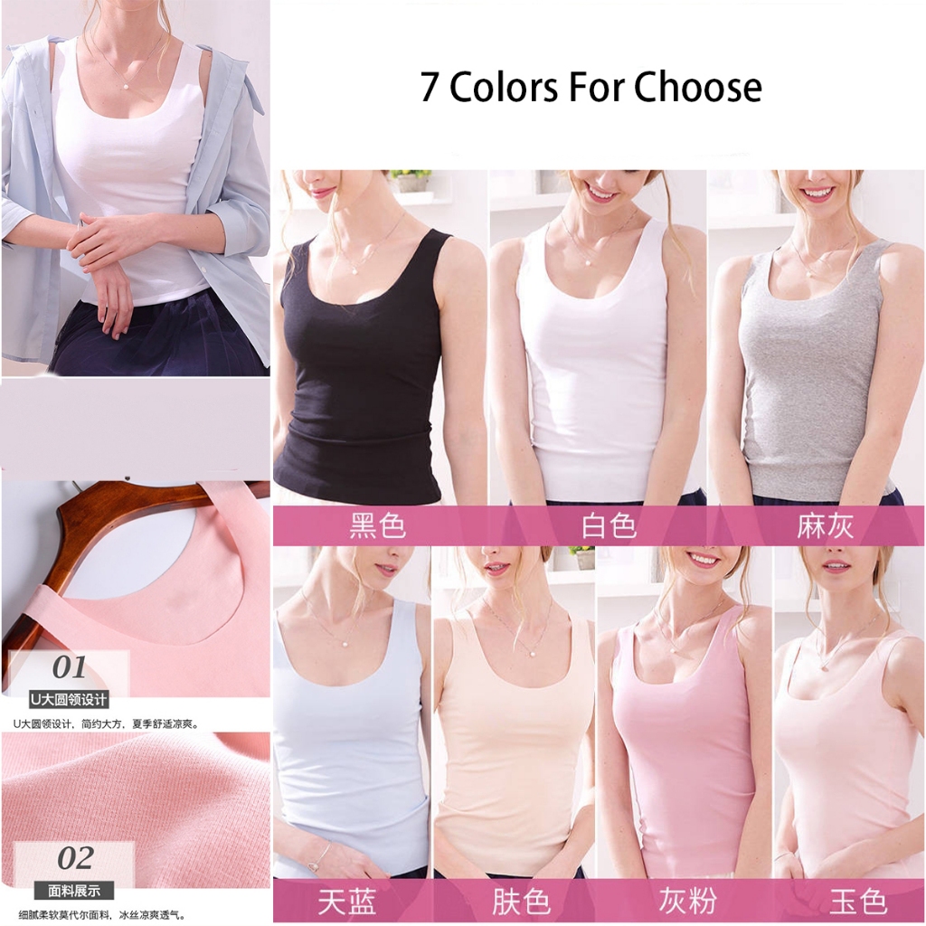 Women Singlet Camisole Inner Tank Shirt Casual Plain Top Plus Size ...