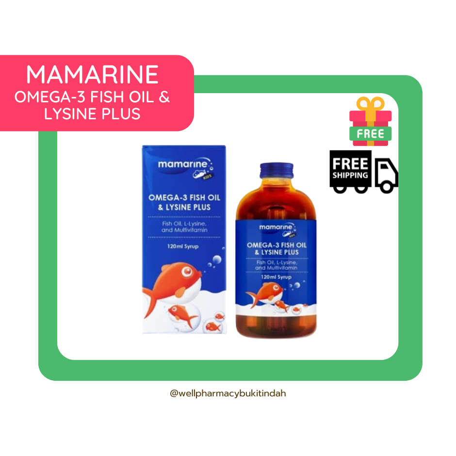 Holistica Mamarine Omega3 Fish Oil & Lysine Plus Syrup 120ml/2x120ml