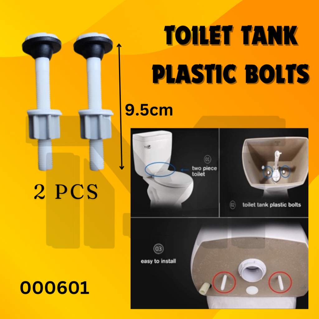 2pcs Toilet Tank Plastic Bolts M10 Tank to Bowl Bathroom Toilet Repair