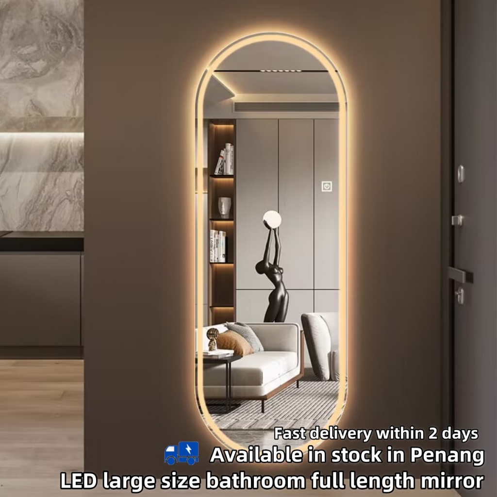 LED cermin panjang large size mirror wall bathroom mirror stand HD wall