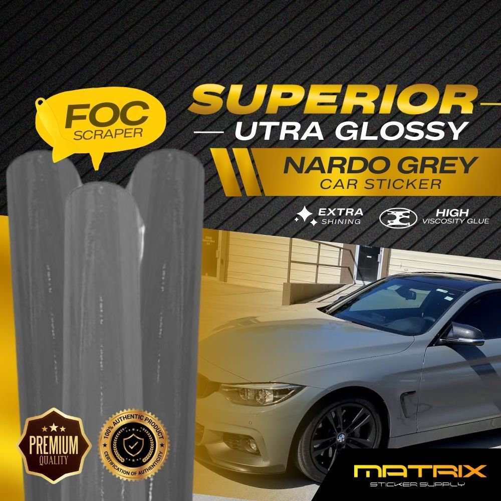 PREMIUM GLOSSY NARDO GREY KERETA STICKER(152CM-90CM)stiker CAR wrap ...