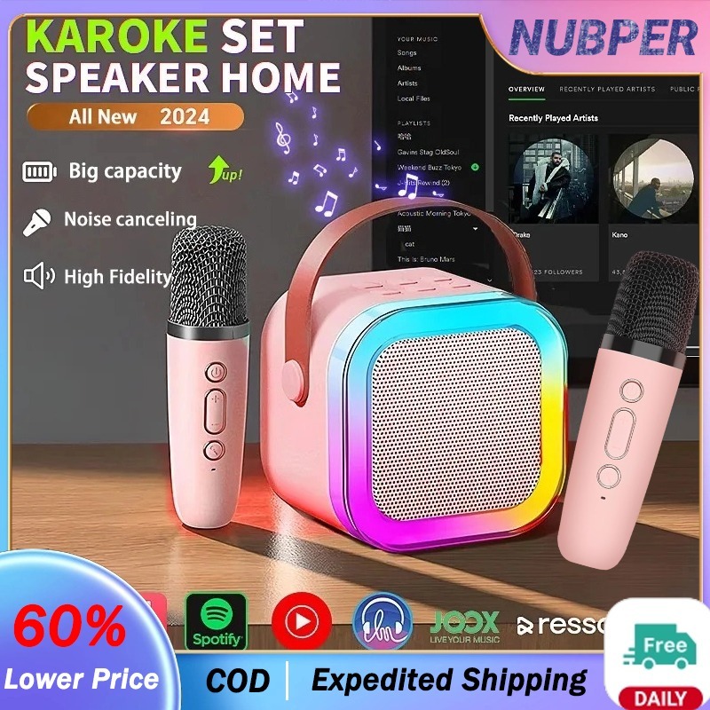 K12 Mini Karaoke 2MIC Bluetooth speaker RGB Light Wireless dual ...