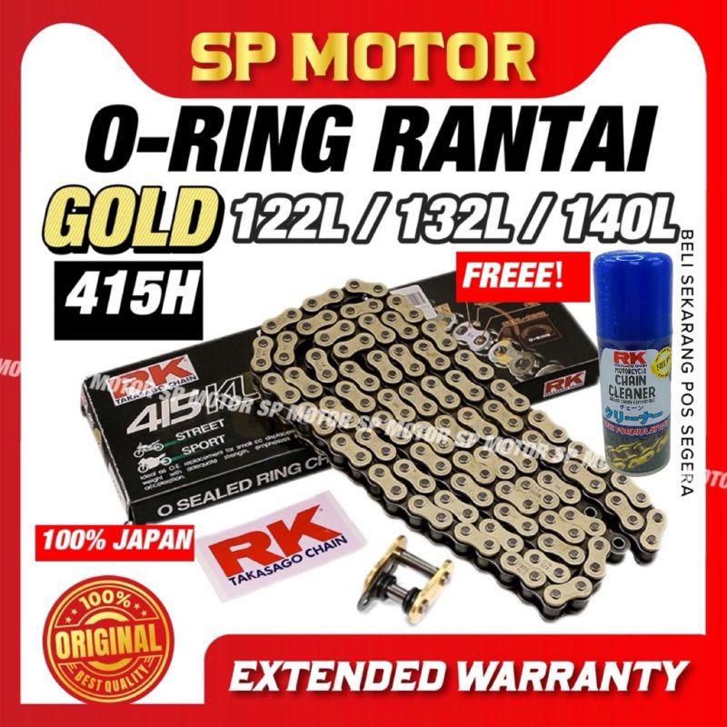 FREE LUBE RK Rantai Takasago 415 KLO GS O-Ring Chain Gold Chain Rkm Hmx ...