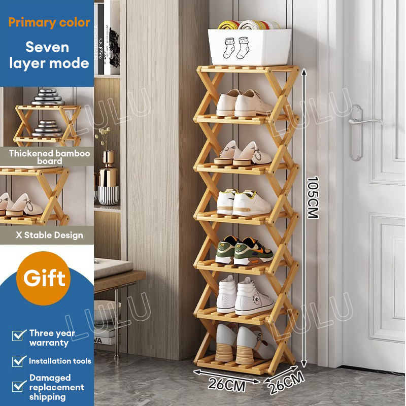 LULU 3 4 5 6 Layers Shoe Rack Rack Kasut Organizer Bamboo Shoe Rack Over 30 Pairs Storage Rack Shoes Rack Cabinet Shopee Malaysia