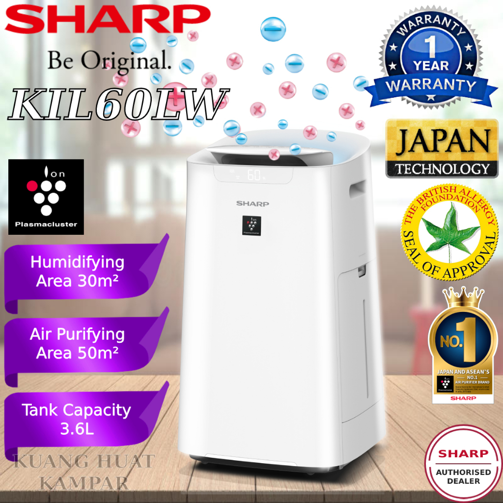 SHARP 2 IN 1 21m² PLASMACLUSTER AIR PURIFIER WITH 38m² HUMIDIFYING ...